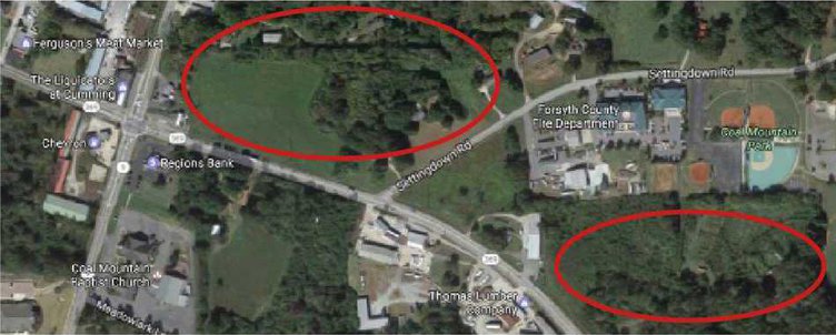 town center map with circles