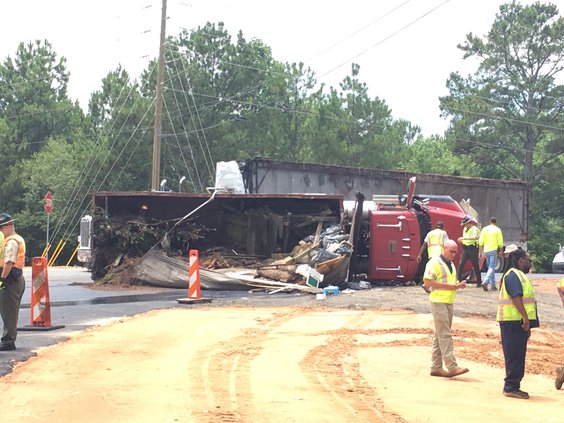 Overturned truck on Hwy 369 at Old Federal