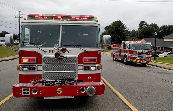 Tribble Gap Rd closed due to fire