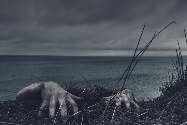 hands lake spooky