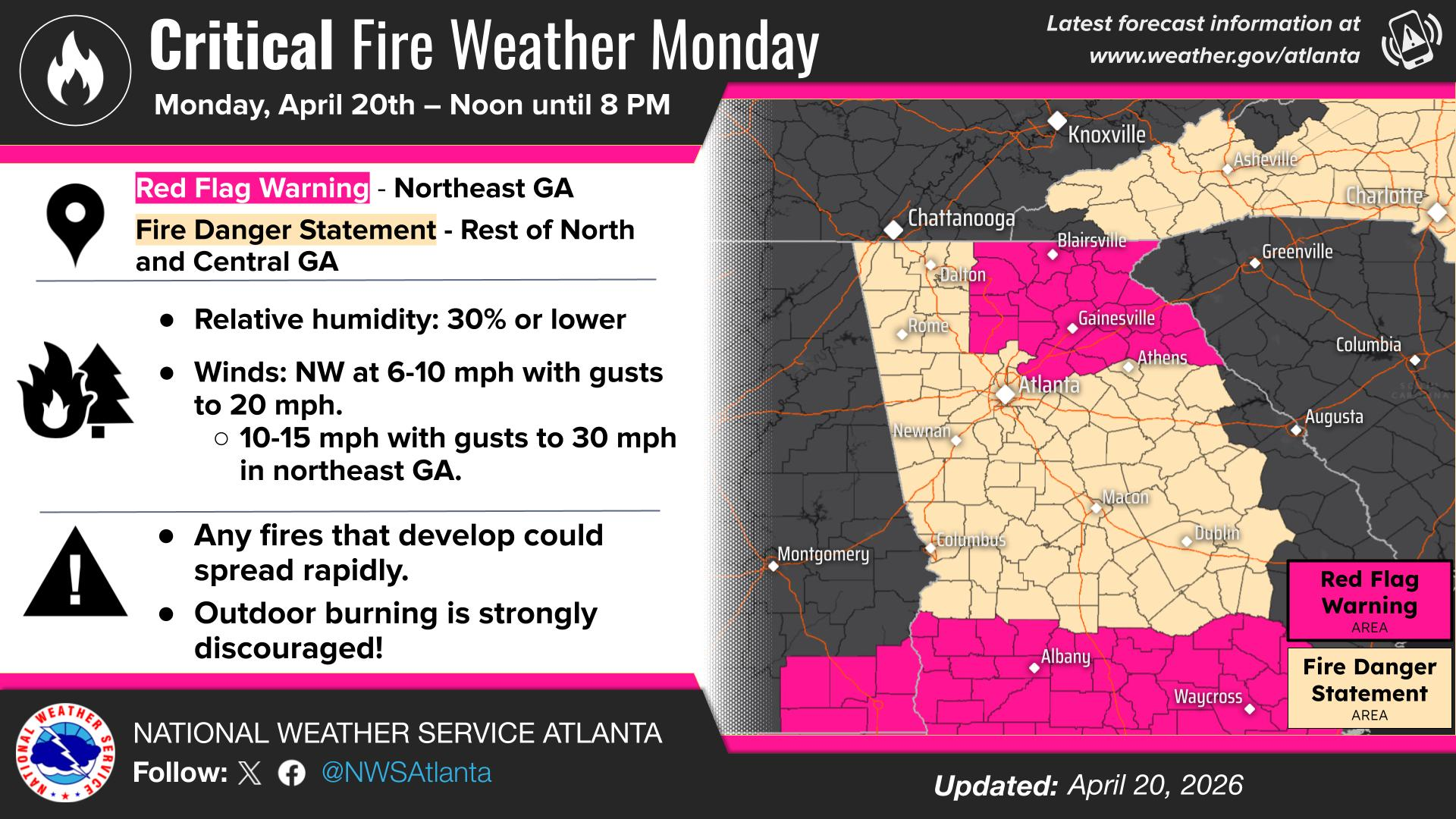 Red Flag Warning issued for Forsyth County and Northeast Georgia ...